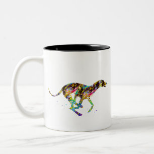 Whippet running Two-Tone coffee mug
