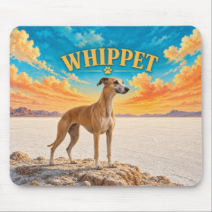 Whippet, Salt Flats Vintage Watercolor Mouse Mat