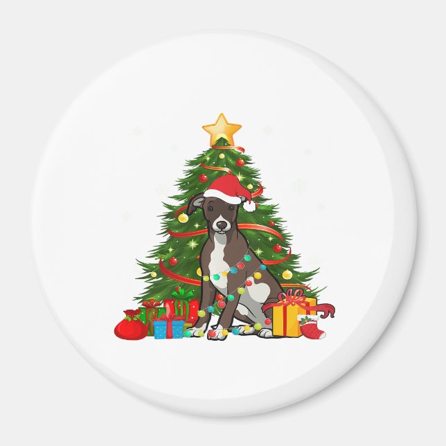 Whippet Santa Christmas Tree Light | Dog Xmas Magnet (Front)