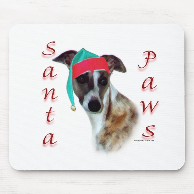 Whippet Santa Paws Mouse Mat (Front)
