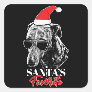 Whippet Santas Favourite Funny Christmas Square Sticker