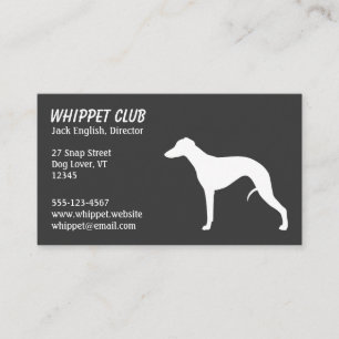 Whippet Silhouette Grey and White   Pet Dog Business Card