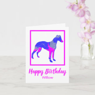 Whippet Silhouette Pink Dog Funny Birthday Card