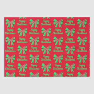 Whippet Silhouette Red Christmas Dog & Green Bow Tissue Paper
