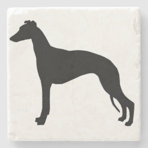 Whippet silhouette stone coaster