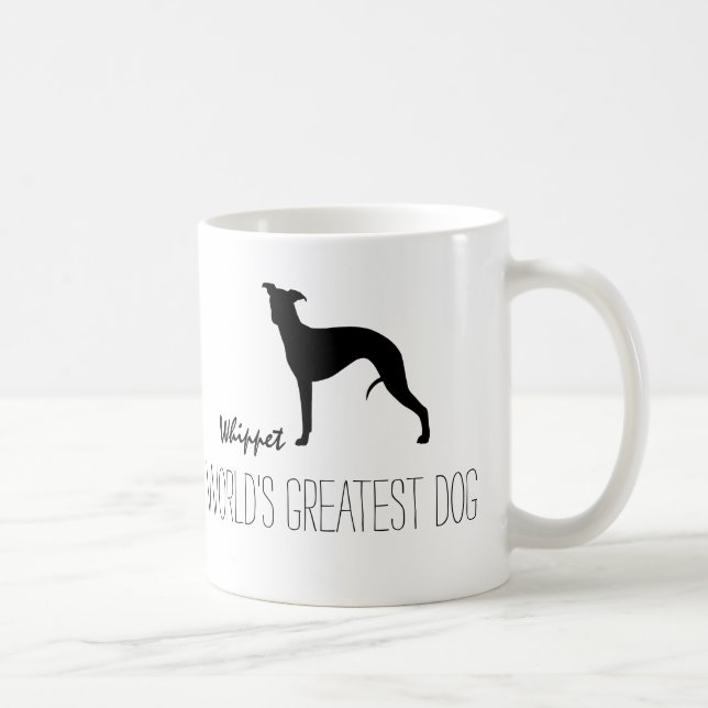 Whippet Silhouette | World's Greatest Dog Custom Coffee Mug (Right)
