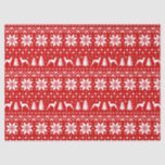 Whippet Silhouettes Christmas Pattern Red Tissue Paper<br><div class="desc">Festive Red and White Christmas Sweater Style Pattern with Whippet Silhouettes</div>