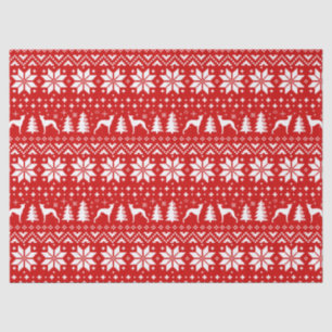 Whippet Silhouettes Christmas Pattern Red Tissue Paper