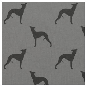 Whippet Silhouettes Pattern   Dog Lover's Grey Fabric