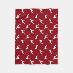 Whippet Silhouettes Pattern Red Fleece Blanket