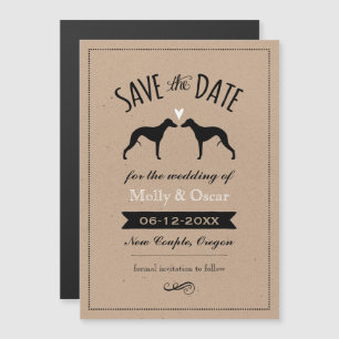 Whippet Silhouettes Wedding Save the Date Magnetic Invitation