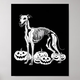 Whippet Skeleton Birthday Halloween Dog Mens Women Poster