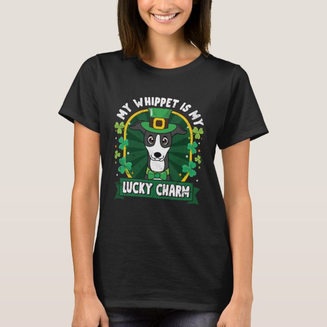 Whippet St Patricks Lucky Charm Mom Dad T-Shirt (Front)