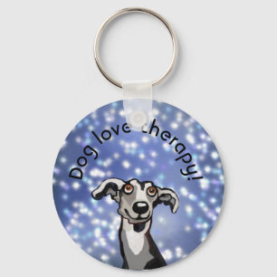 whippet starry night, dog love button key ring