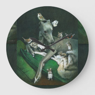 Whippet With Mice And Birds Wall Clock