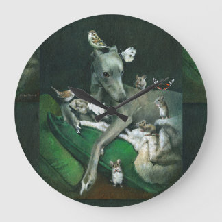 Whippet With Mice And Birds Wall Clock