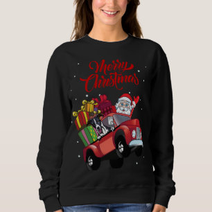 Whippet With Santa Claus In Red Truck Dog Sweatshirt