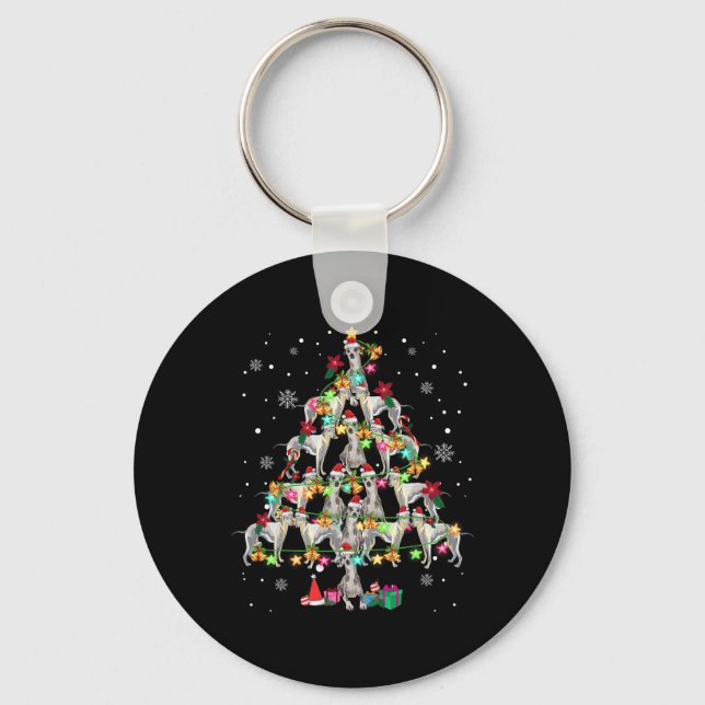 Whippets Christmas Tree Funny Whippets Lover Chris Key Ring (Front)