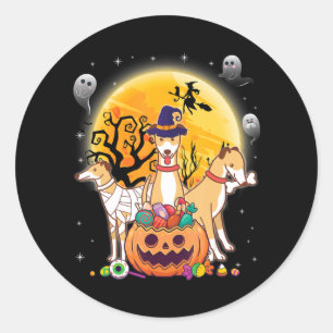 Whippets Dog Mummy Witch Moon Ghosts Happy Classic Round Sticker