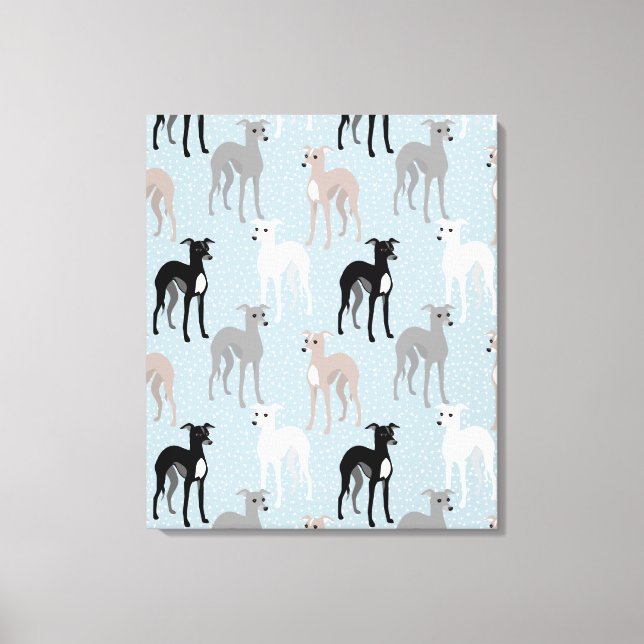 Whippets or Italian Greyhounds Elegant Pattern Canvas Print (Front)