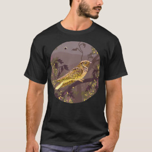 Whippoorwill Bird in a Night Forest black  T-Shirt