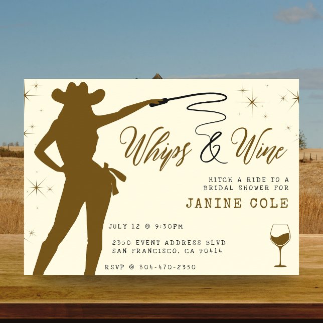 Whips & Wine Cowgirl Bridal Shower Invitation (Whips & Wine Cowgirl Bridal Shower Invitation
)