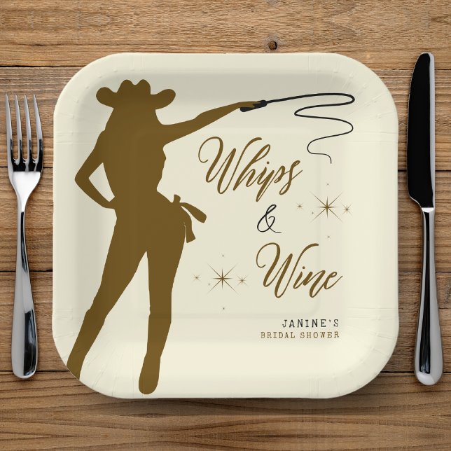 Whips & Wine Cowgirl Bridal Shower Paper Plate (Whips & Wine Cowgirl Bridal Shower Paper Plates
)