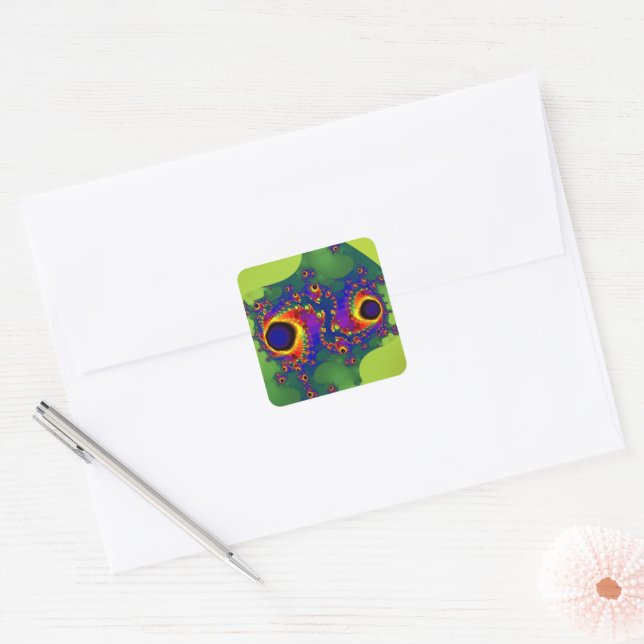Whirligig | Rainbow Fractal Art Square Sticker (Envelope)