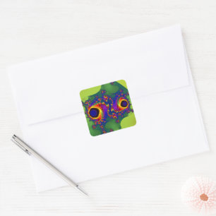 Whirligig Rainbow Fractal Art Square Sticker