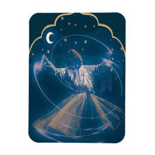 Whirling Dervish Gold Blue Digital painting Magnet