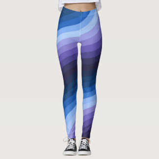 Whirling Indigo  Abstract Diagonal Rainbow Swirl Leggings