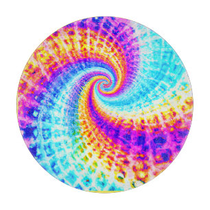 Whirling Rainbow Spiral Pattern Cutting Board