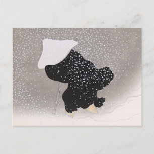 Whirling Snow Japanese Woodblock Print Postcard
