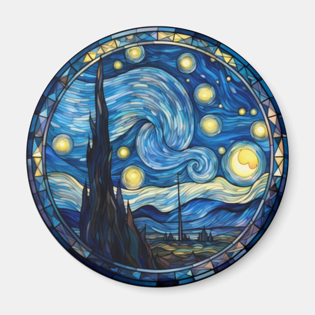Whirling Starry Night-Inspired Art Print Magnet (Front)