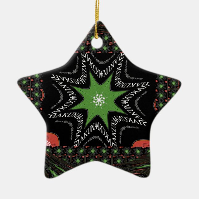 Whirling stars background ceramic tree decoration (Front)