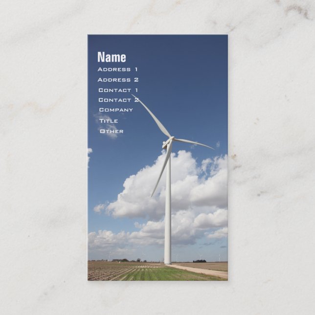 Whirling Wonders: Harnessing Nature's Power Business Card (Front)