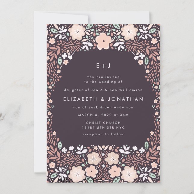 Whirlwind Floral Wedding Invitation (Front)