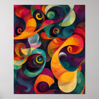 Whirlwind of Colours: Dynamic Abstract Art Poster