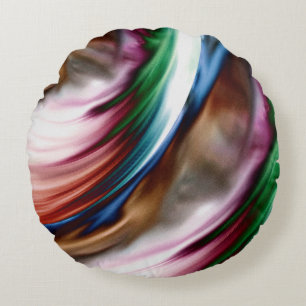 Whirlwind Rainbow Golden Snow Round Cushion