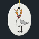 Whisical Holiday Seagull Ornament<br><div class="desc">A feisty old seagull with his holiday head wear.</div>