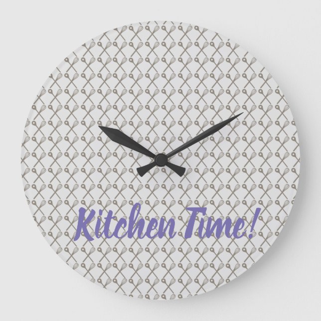 Whisk and Cooking Spoon Pattern for Kitchen Chefs Large Clock (Front)