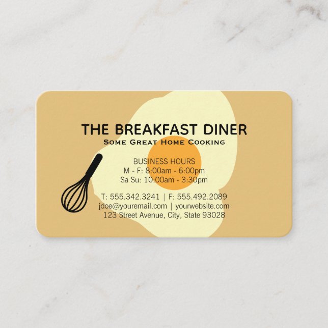 Whisk and Egg Breakfast Restaurant Business Card (Front)