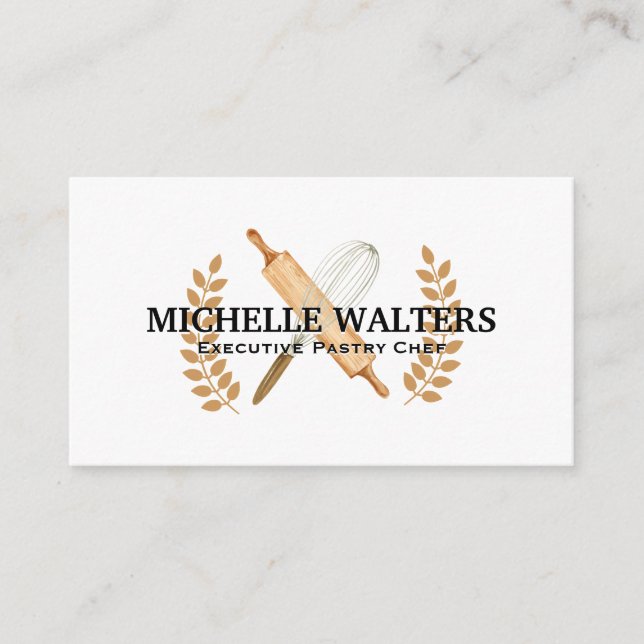 Whisk and Rolling Pin Business Card (Front)