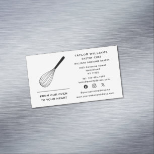 Whisk Baker Bakery Bake Shop Catering Social Media Magnetic Business Card