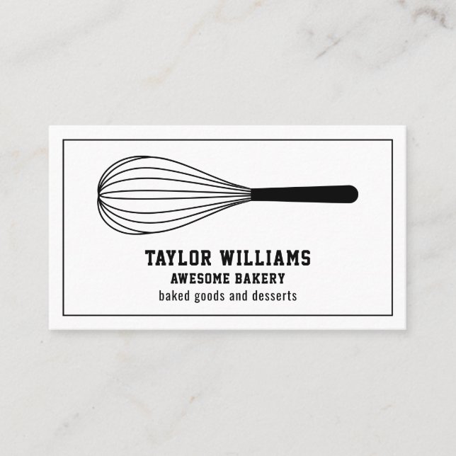 Whisk Bakery Bake Shop Baker Baking Baked Goods Business Card (Front)
