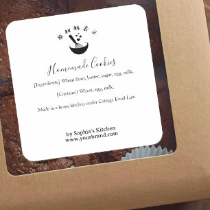 Whisk Bowl Minimalist Bakery Ingredient Product Square Sticker