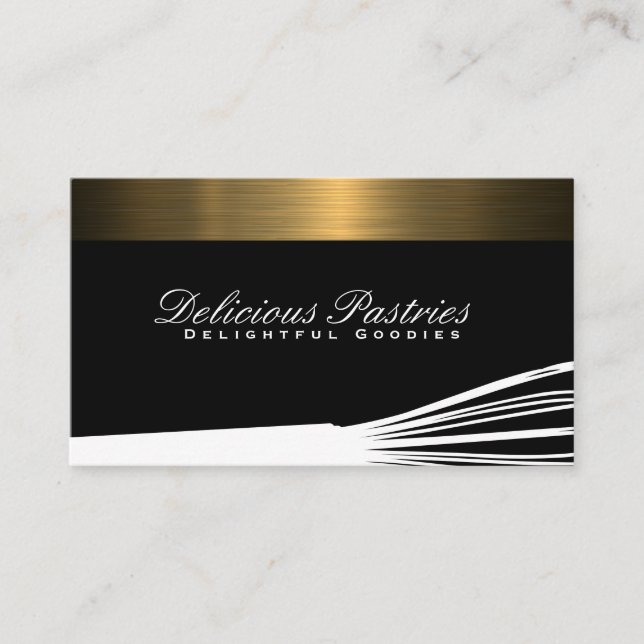 Whisk | Culinary Arts | Gold Metallic Trim Business Card (Front)
