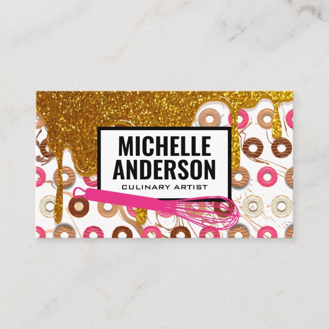 Whisk | Doughnuts | Golden Icing Business Card (Front)