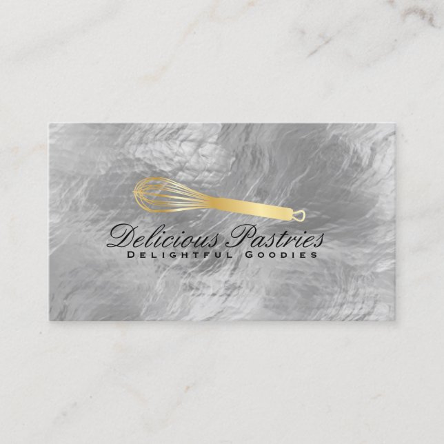 Whisk Gold Culinary Metal Lustre Business Card (Front)