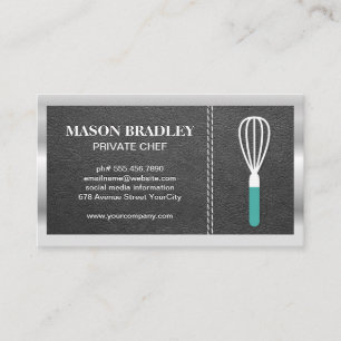 Whisk Leather Stitched Metallic Border Business Card